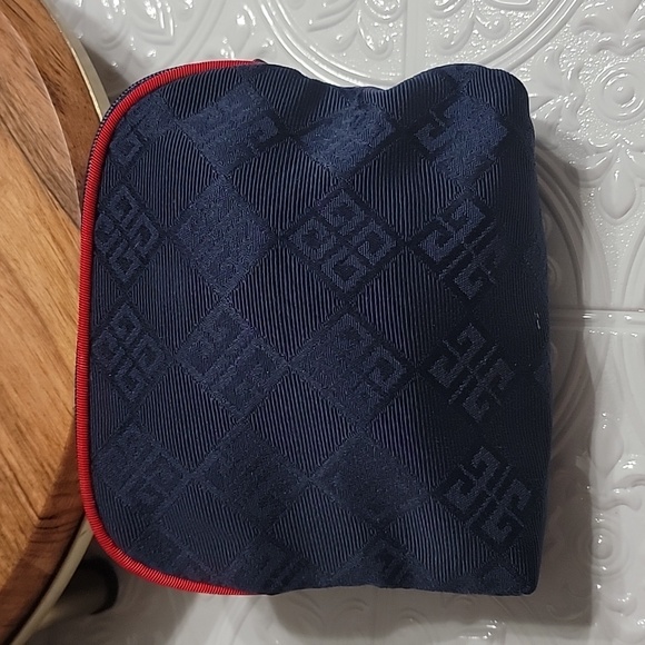 Givenchy Monogram Navy Blue & Red Small Travel Cosmetic Toiletries Makeup Bag - Picture 1 of 7